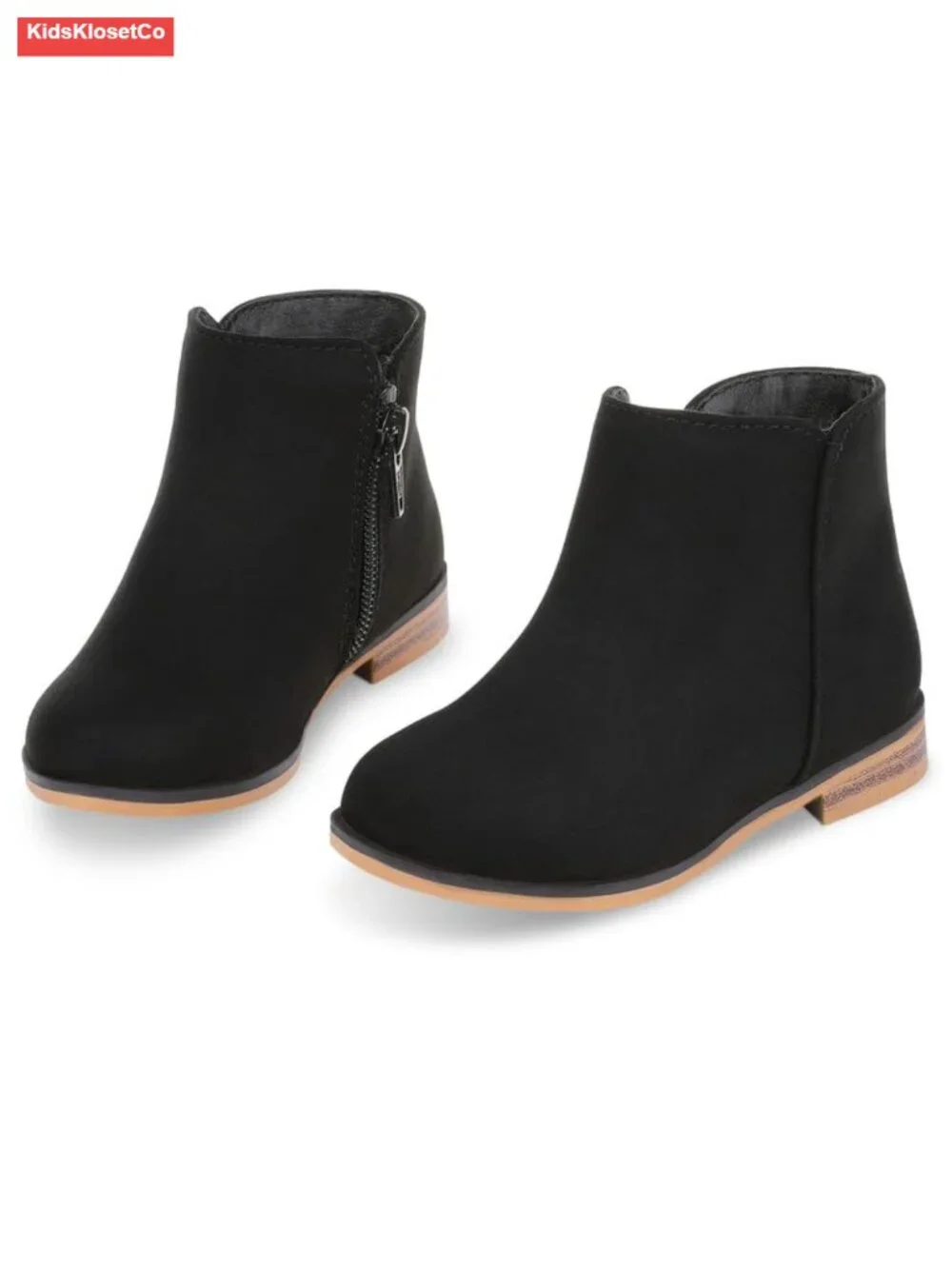 Girls Ankle Boots Side Zipper Faux Suede Low Heel Booties Fashion Short Boots